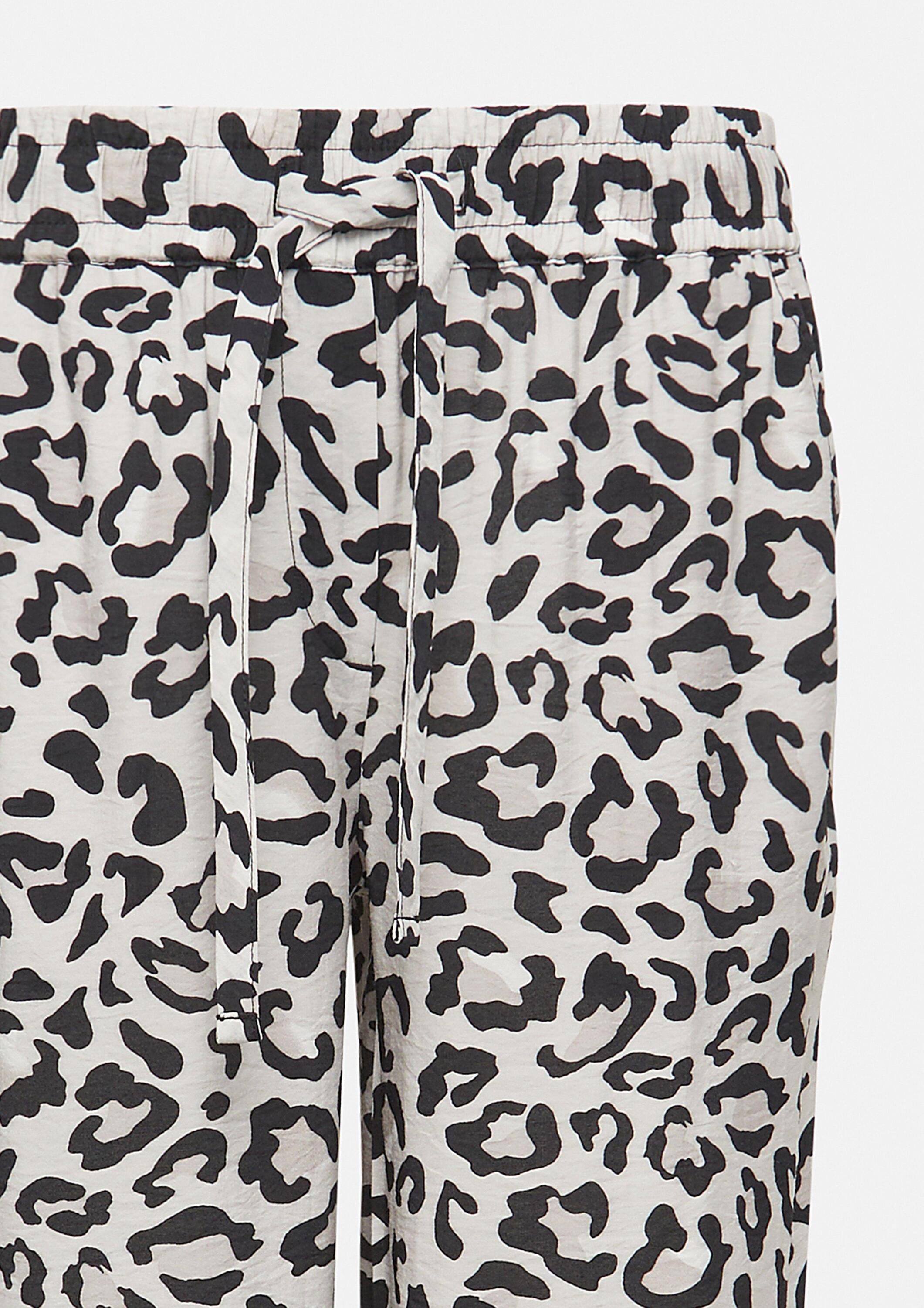 comma Chinos Hose Schlupfhose mit Bindedetail und Leo-Muster