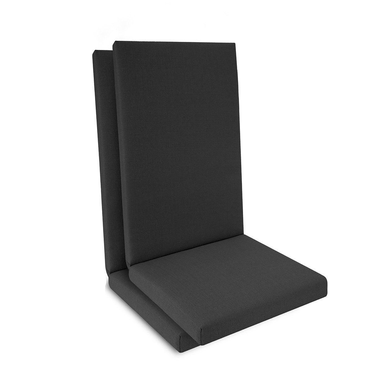 Beautissu Hochlehnerauflage 2er Set Hochlehner Auflage wasserdicht 100x50x5,5cm Anthrazit, UV-beständig Bequem Pflegeleicht Waschbar Sitzkissen Gartenstuhl