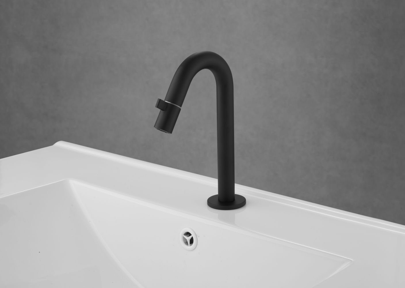 Tuganna Waschtischarmatur MLB Kaltwasser-Standventil mit Kopfsteuerung Badarmatur matt schwarz