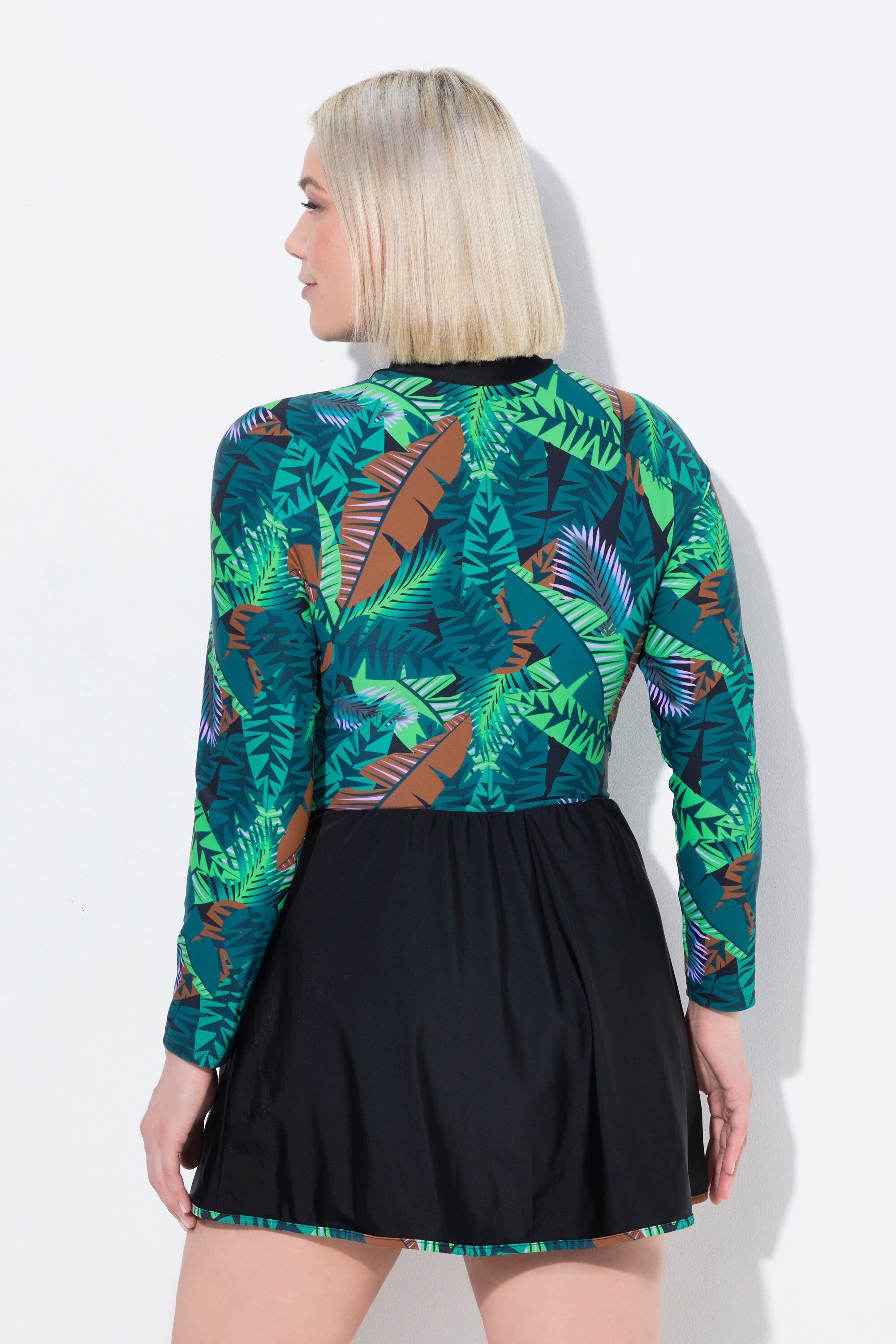 Ulla Popken Badekleid Badekleid Dschungel Softcups Stehkragen Langarm