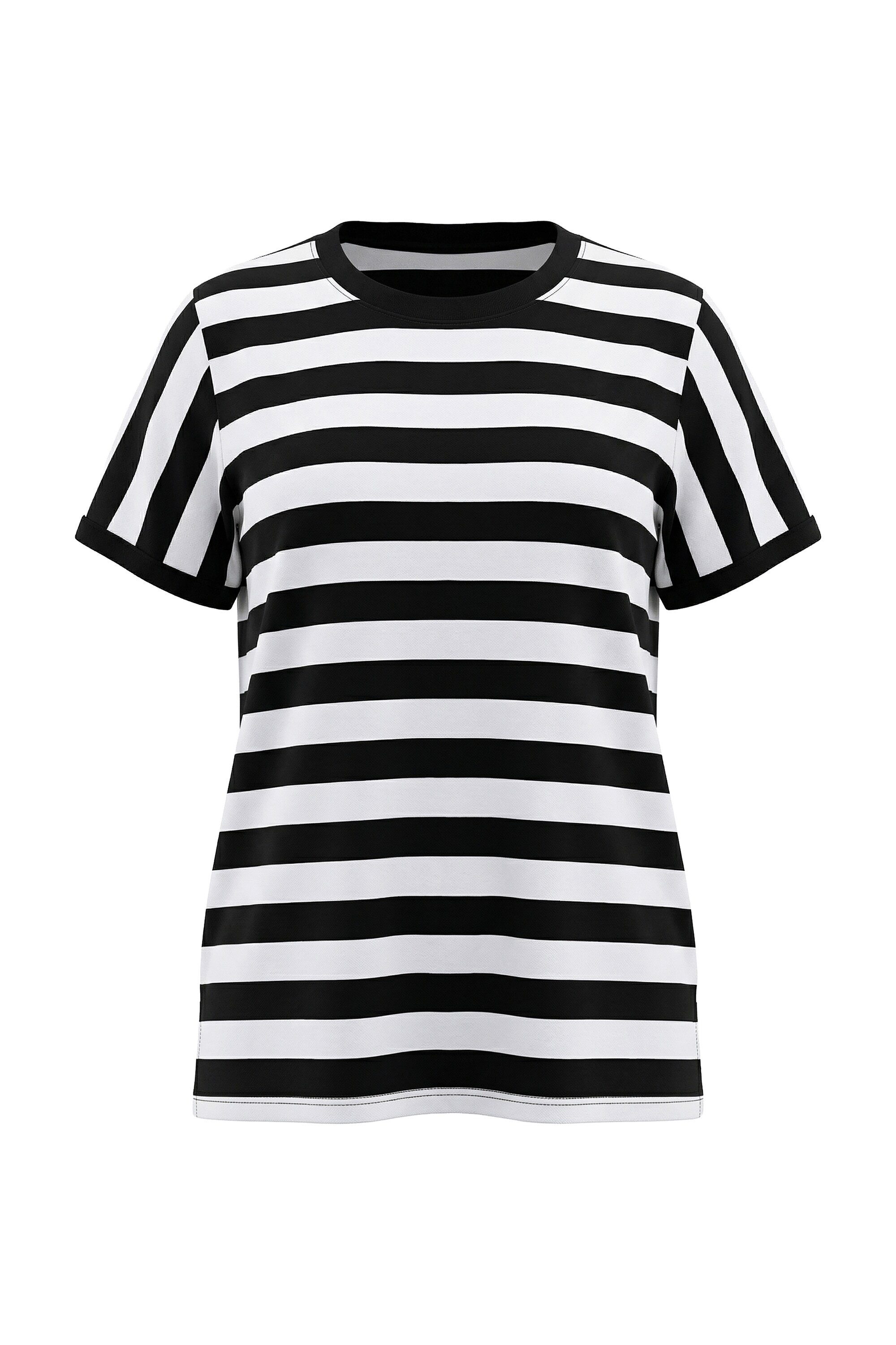 Ulla Popken T-Shirt T-Shirt Ringel Oversized Rundhals Halbarm – Bild 2 von 4