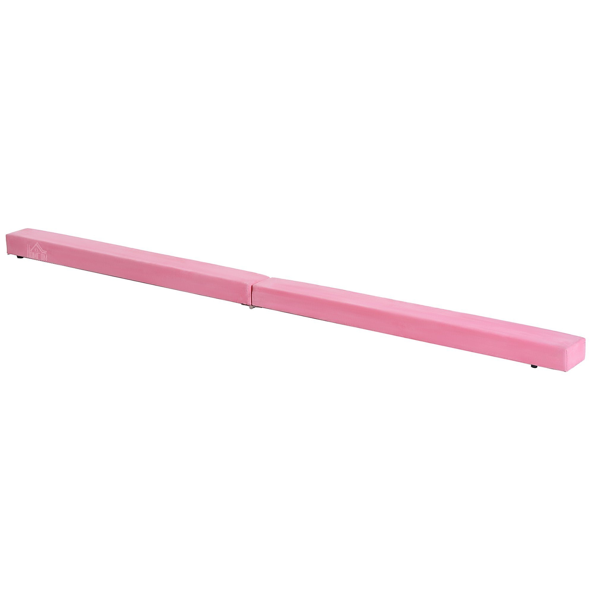 HOMCOM Balancetrainer Balance Beam Klappbarer Turnbalken Balancierbalken bis 120 kg Rosa, 210L x 10B x 6.5H cm
