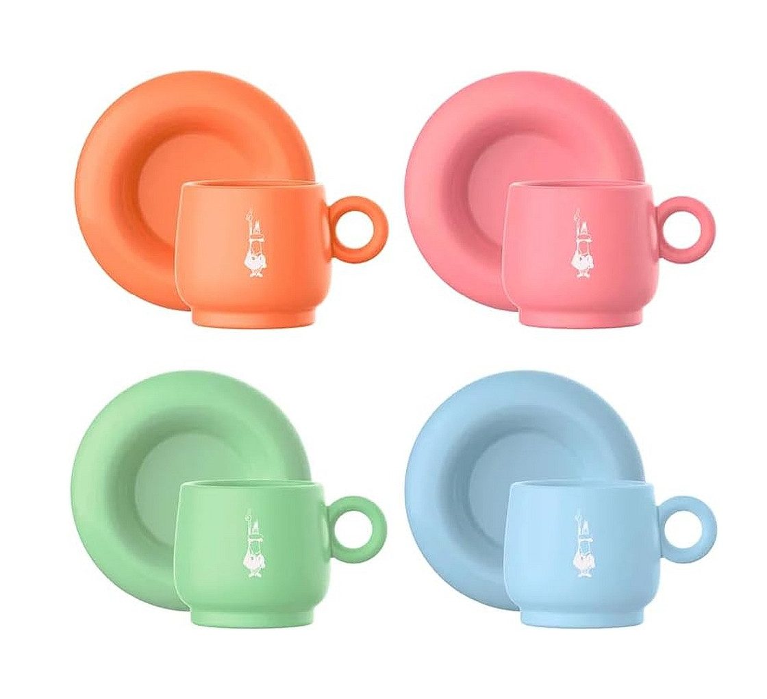 BIALETTI Tasse Espressotasse mit Untertasse Bialetti Mercato Della Frutta 4'er Set, Material: Porzellan