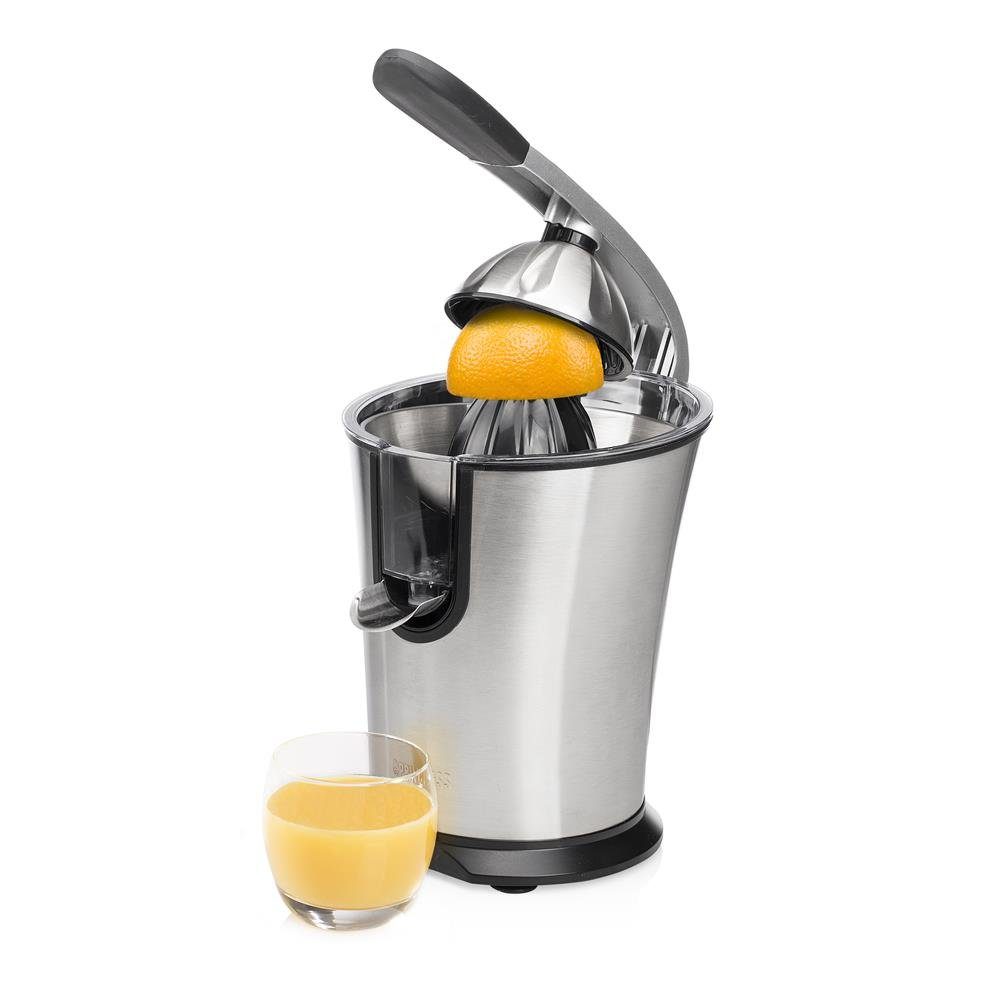 PRINCESS Zitruspresse 201851 Master Juicer, Elektronische Orangenpresse, Saftpresse, Zitronenpresse, silber, Edelstahl, mit Hebelarm, spülmaschinenfest