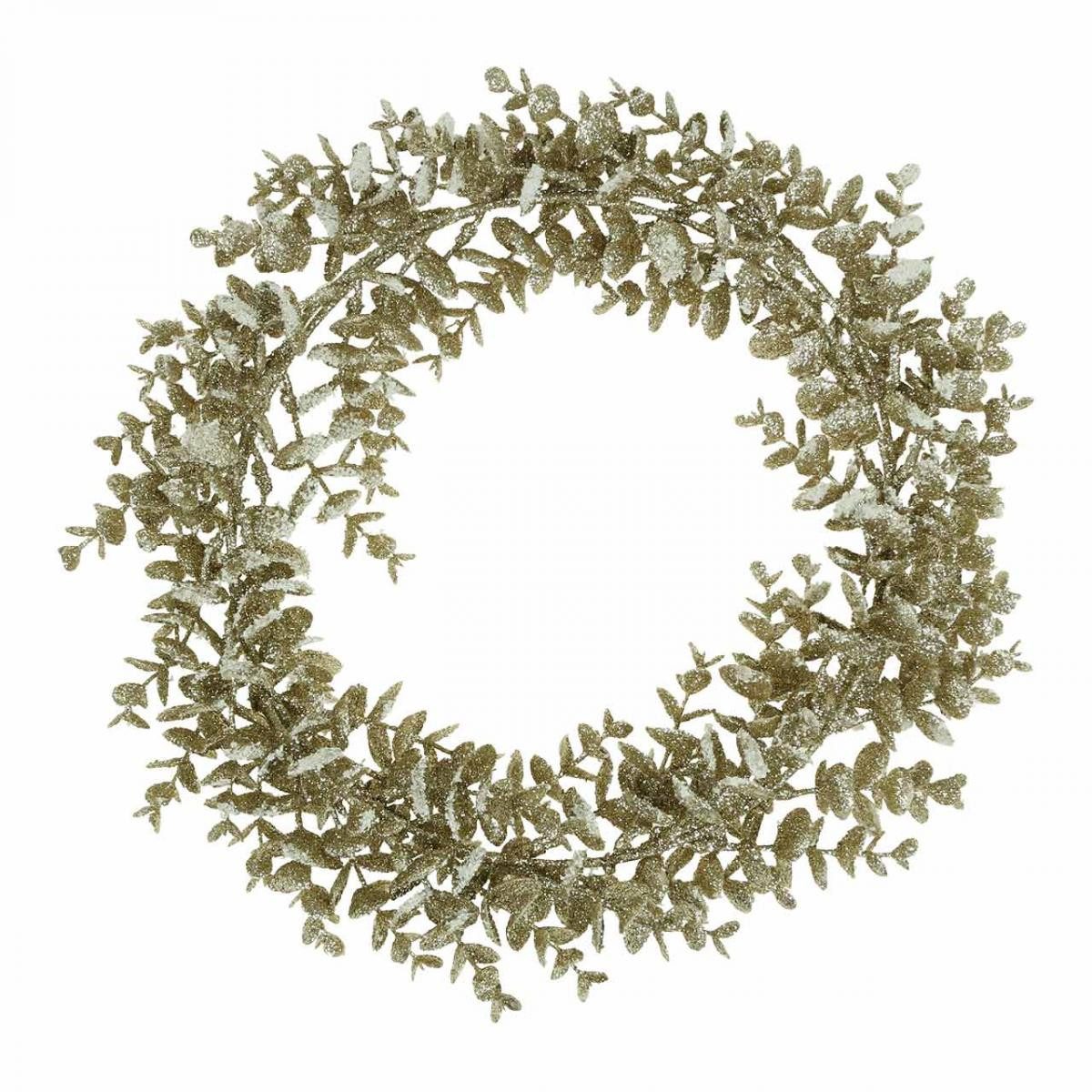 Florists Products Dekokranz Glitzernder Eukalyptus Dekokranz Golden Beschneit 36cm -