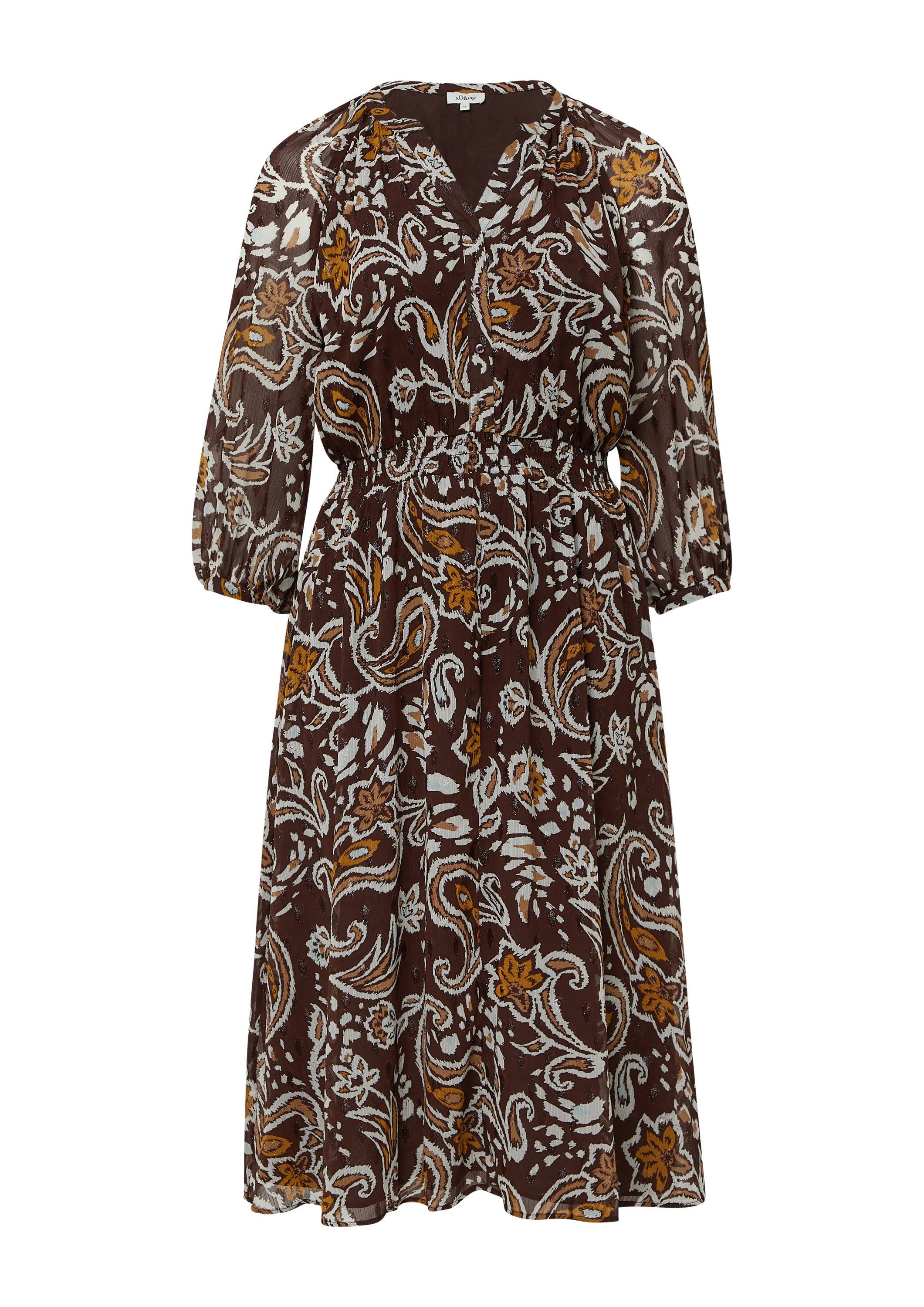 s.Oliver Midikleid Kleid Chiffonkleid mit Effektgarn im Relaxed Fit