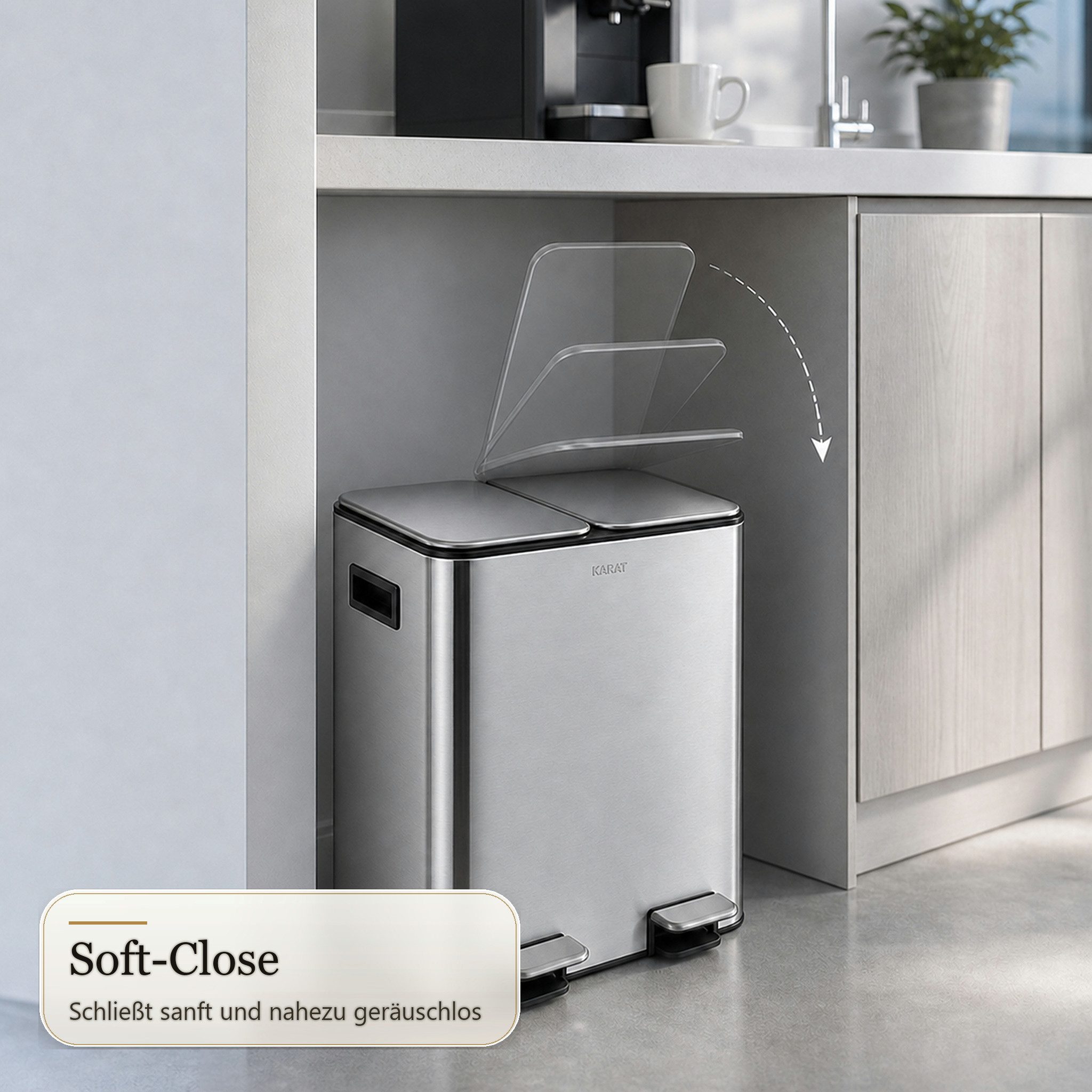 Floordirekt Mülleimer Logan 2 x 15 L Treteimer Soft Close Mülltrennung, Zwei entnehmbare Innenbehälter – Bild 5 von 5