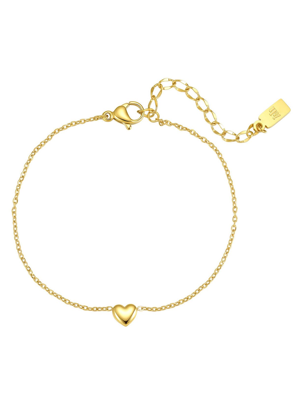Hey Happiness Charm-Armband Chunky Herzchen Charm, verstellbar, Elegante Damen Edelstahl Armkette mit Herz Anhänger