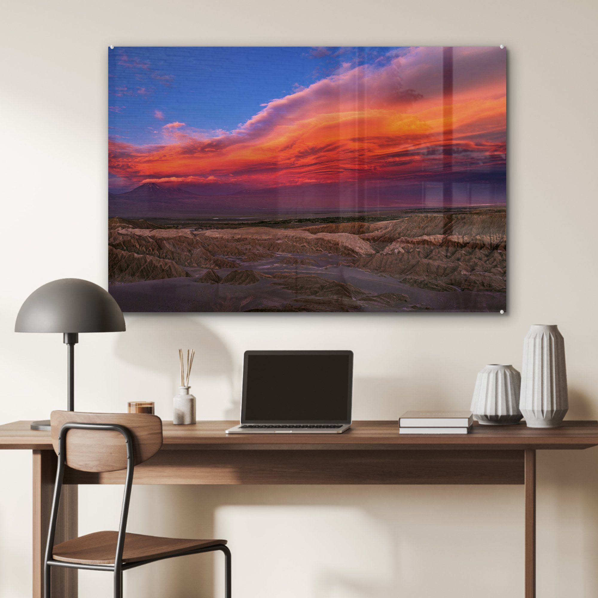 der Sonnenaufgang St), Wohnzimmer Schlafzimmer MuchoWow Acrylglasbilder in & (1 Acrylglasbild Atacama-Wüste,