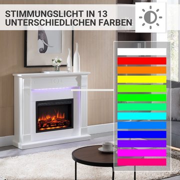 RICHEN Elektrokamin Hikaru, Standkamin mit Heizung 2000W, 3D-Flammeneffekt, LED, App-Steuerung, Fernbedienung, Timer