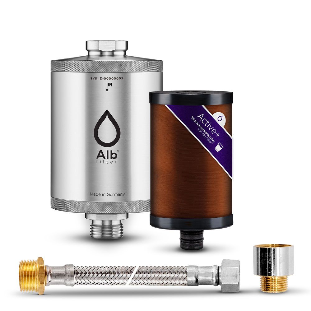 Alb Filter Wasserfilter Active Plus Trinkwasserfilter, reduziert Schadstoffe, gegen Bakterien, Kalkreduktion, Made in Germany
