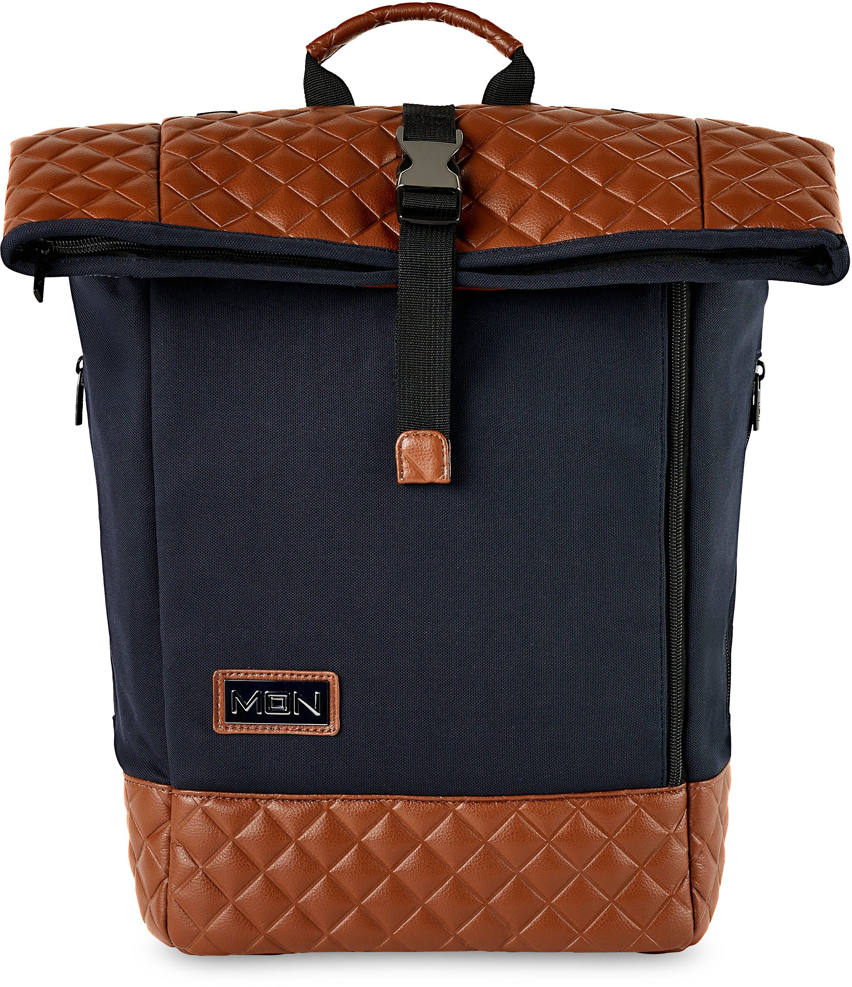 Wickelrucksack Rolltop mit Premium, navy Wickelunterlage Geldbeutel Moon und