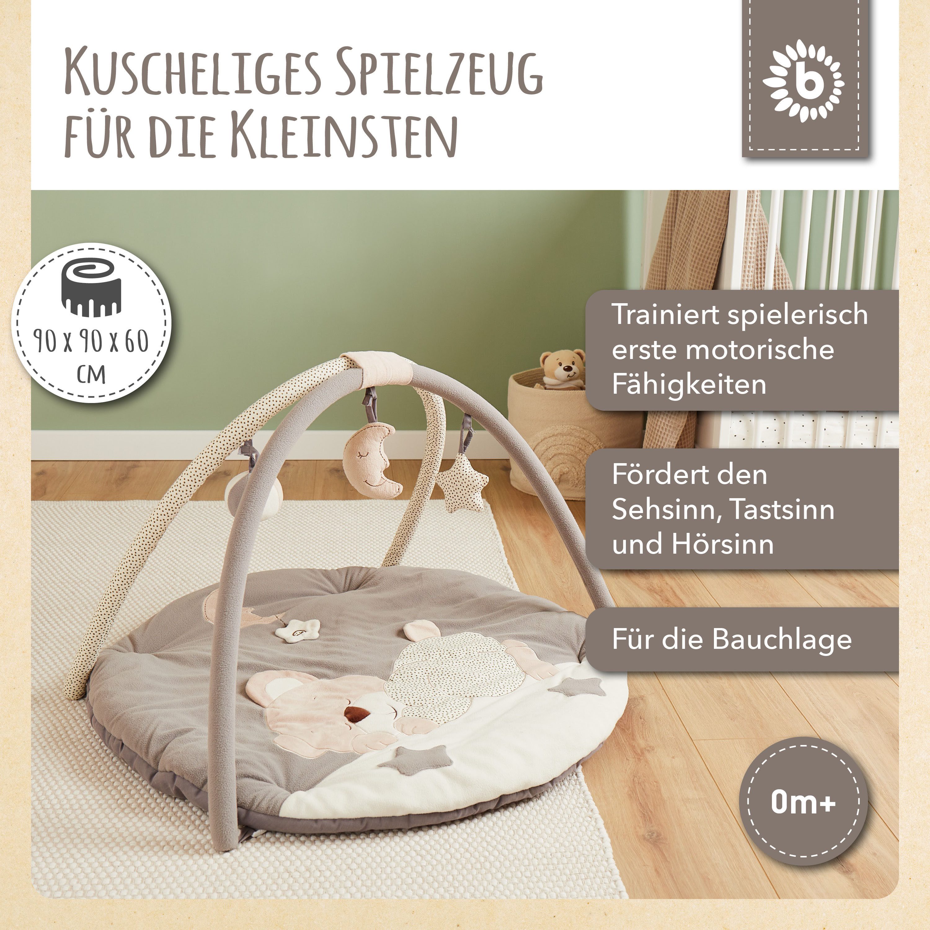 BIECO Baby Gym Krabbeldecke mit Spielbogen Baby90 cm spieldecke günstig online kaufen
