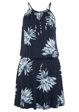LASCANA Jerseykleid mit Blumendruck und Raffung in der Taille, Sommerkleid, Strandkleid