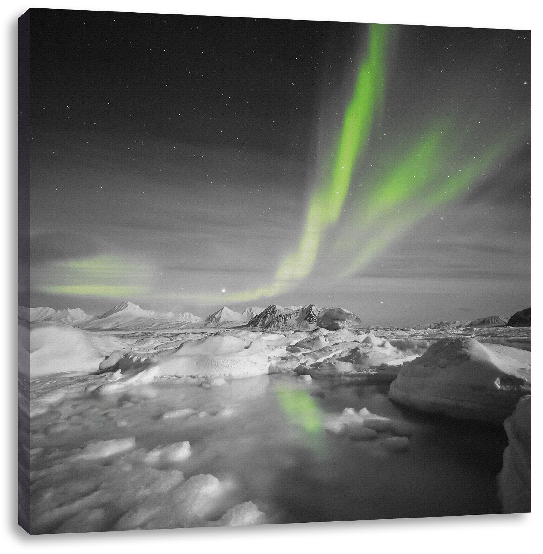 gewaltiges (1 Leinwandbild Leinwandbild inkl. bespannt, St), Pixxprint Polarlicht Polarlicht, fertig Zackenaufhänger gewaltiges