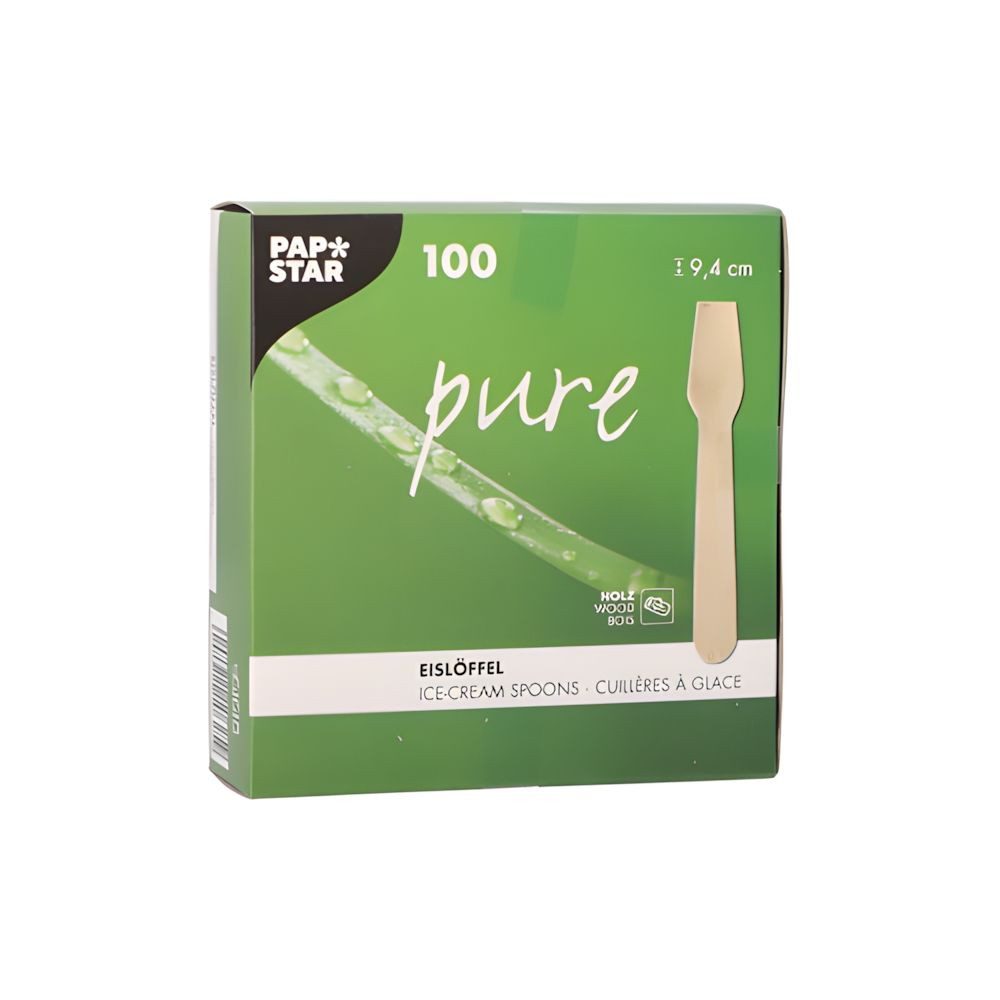 PAPSTAR Einweglöffel Eislöffel, Holz pure 9,4 cm 100 Stk