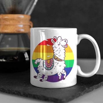 Trendation Tasse Trendation - Regenbogen Tasse Geschenk LGBT Schwule Lesben Transgender Grafik Pride Tolles Llama