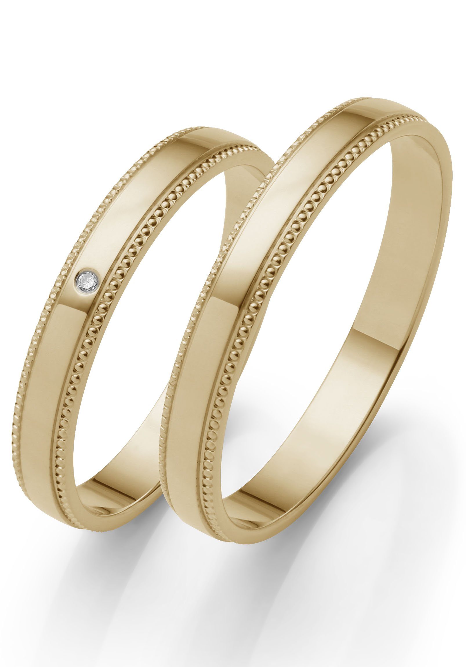 Firetti Trauring Schmuck Geschenk Gold 375 Hochzeit Ehering "LIEBE", Made in Germany, wahlweise mit oder ohne Brillant