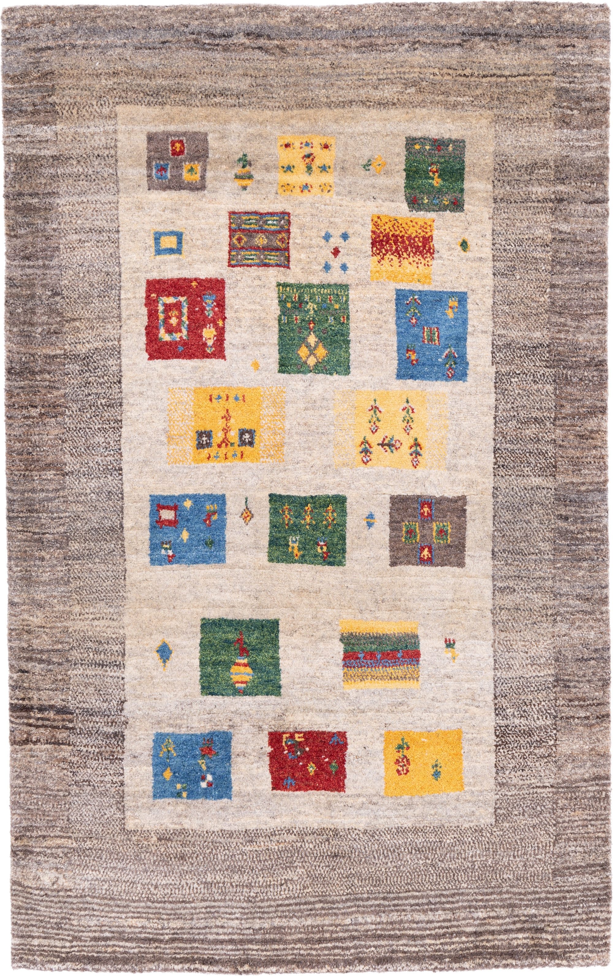CABBEL Wollteppich Premium Perser Gabbeh Teppich Beige 101x161 cm, Rechteckig, Höhe: 20 mm, Handgeknüpftes Unikat aus 100% Wolle – langlebig und natürlich