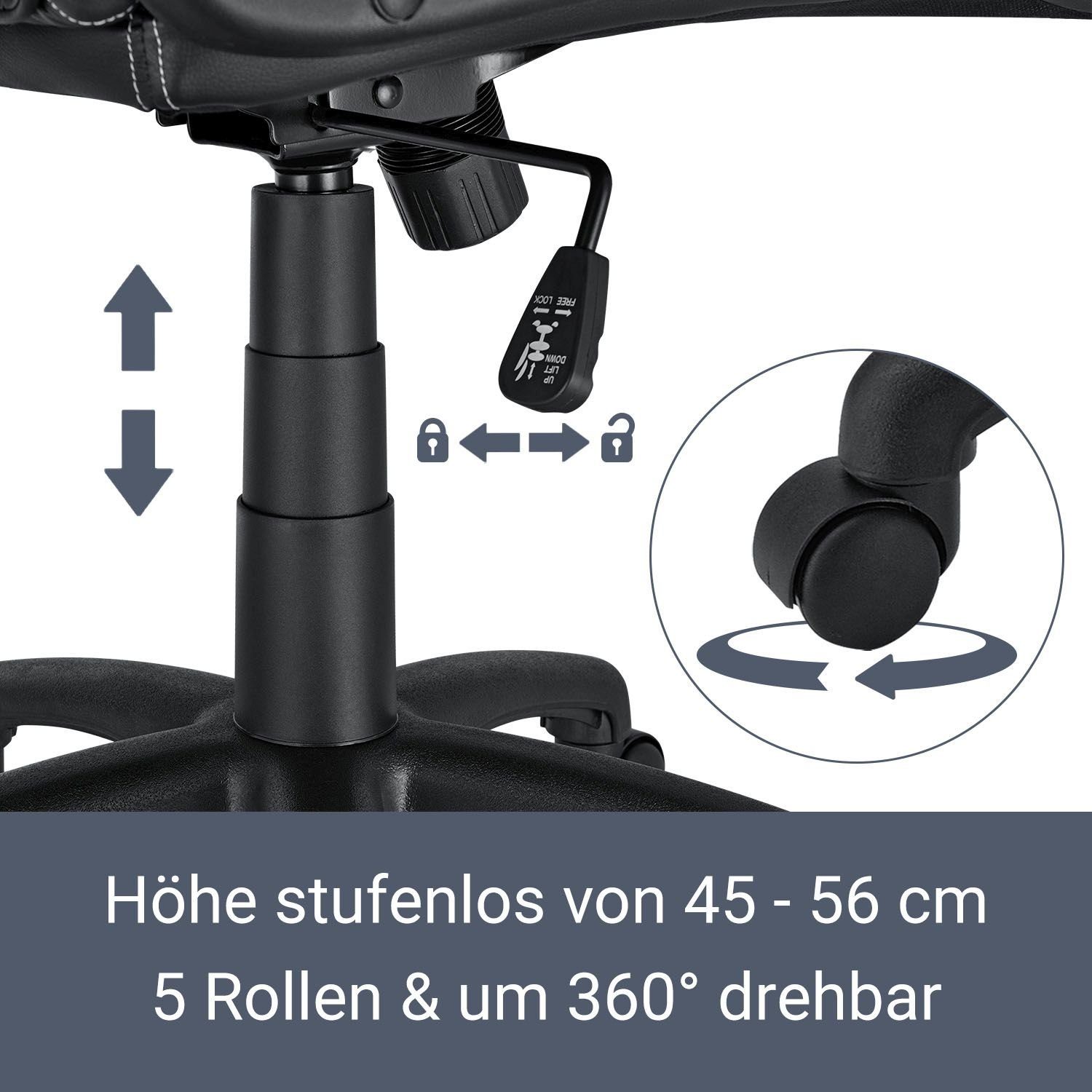 Juskys Gaming-Stuhl Montreal, Ergonomisch Sitzfläche, Grün und Schwarz, kippbar Rückenlehne geformte Sitzfläche