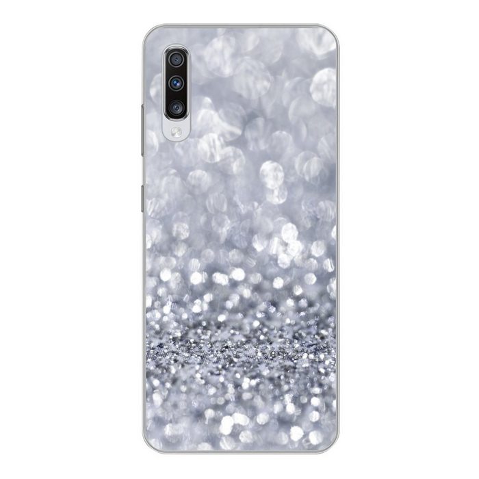MuchoWow Handyhülle Silber glitzert Phone Case Handyhülle Samsung Galaxy A70 Silikon Schutzhülle