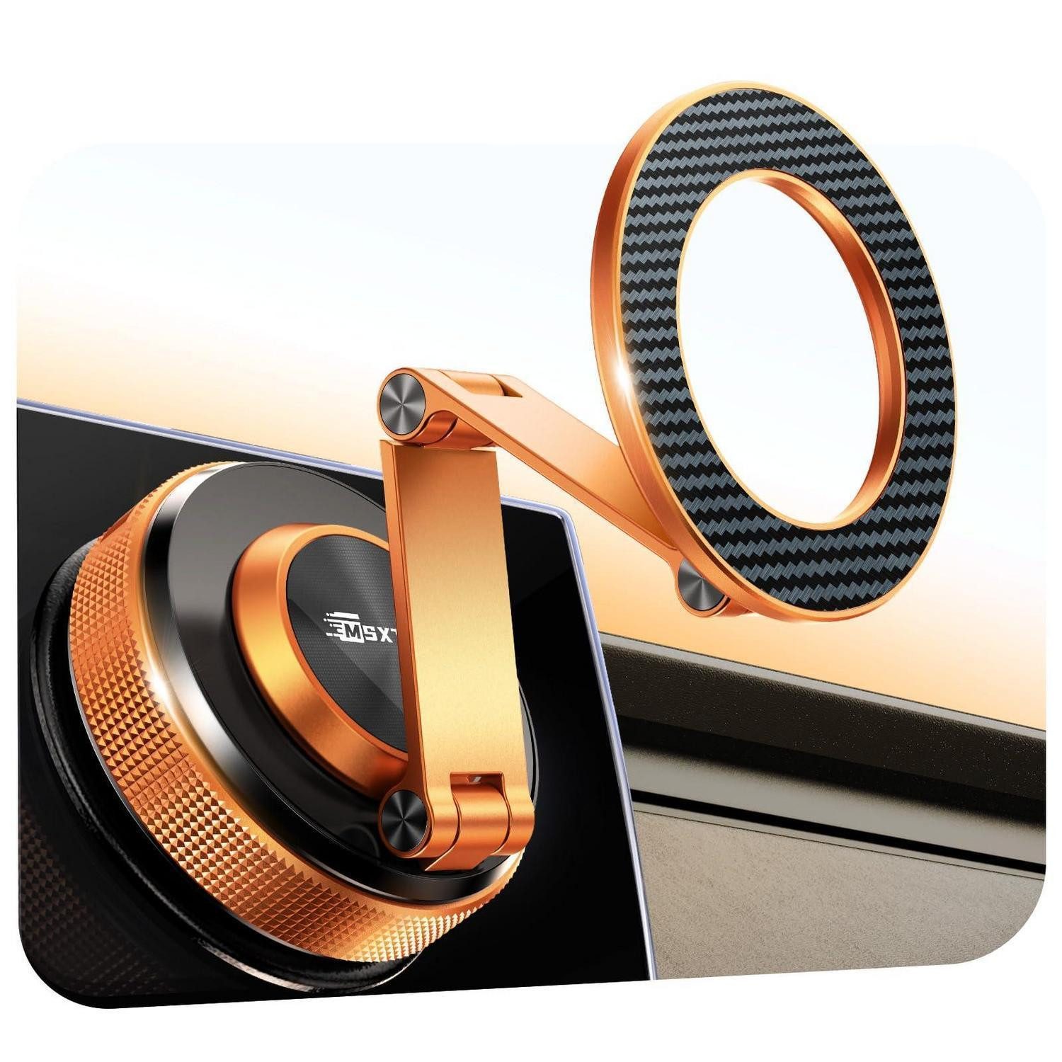 LuxusKollektion Handy-Halterung Handyhalterung Auto Magnetisch Dualarm iPhone Android Orange