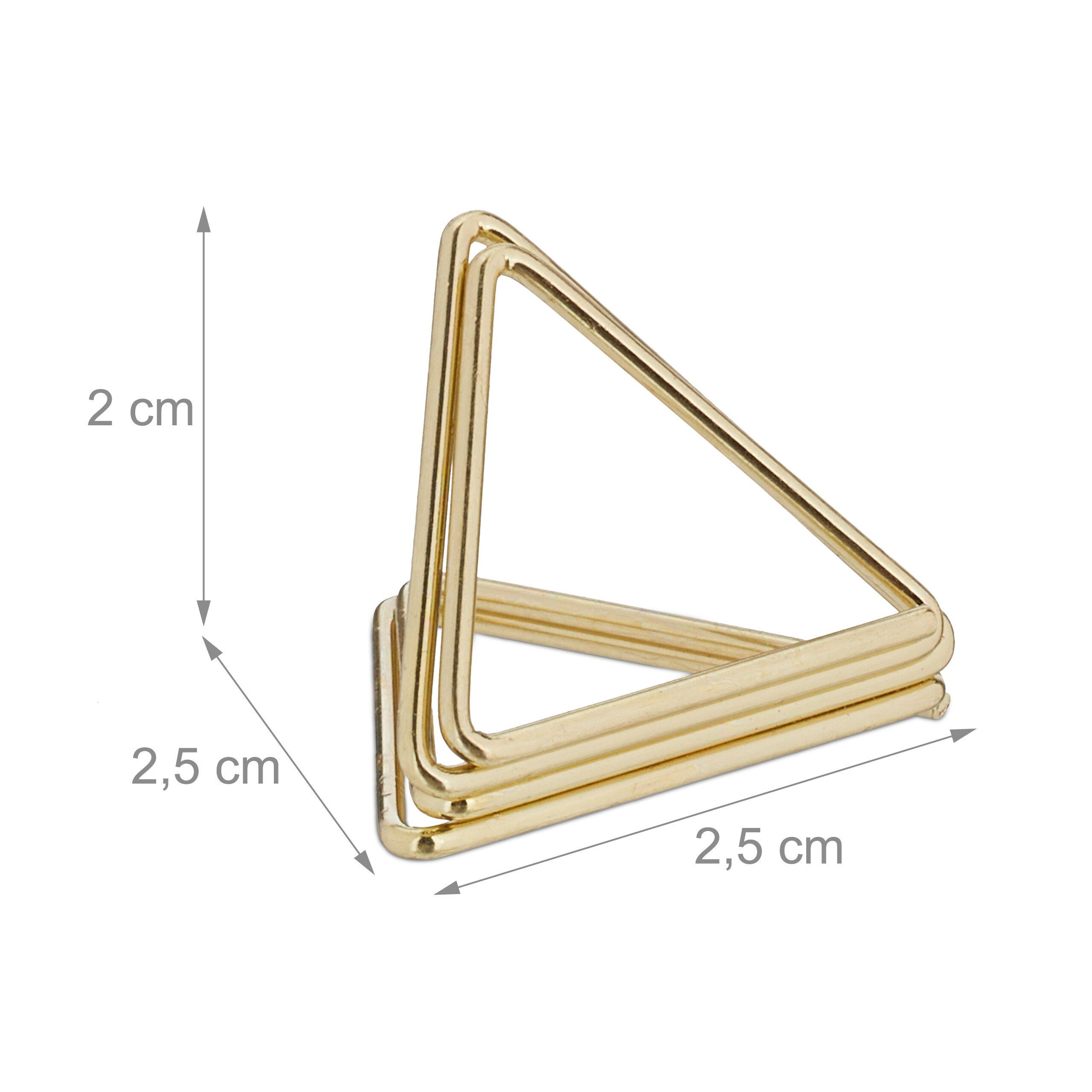 relaxdays Tischkartenhalter Dreieck 48er Set, Eisen, (48-tlg), gold – Bild 4 von 5