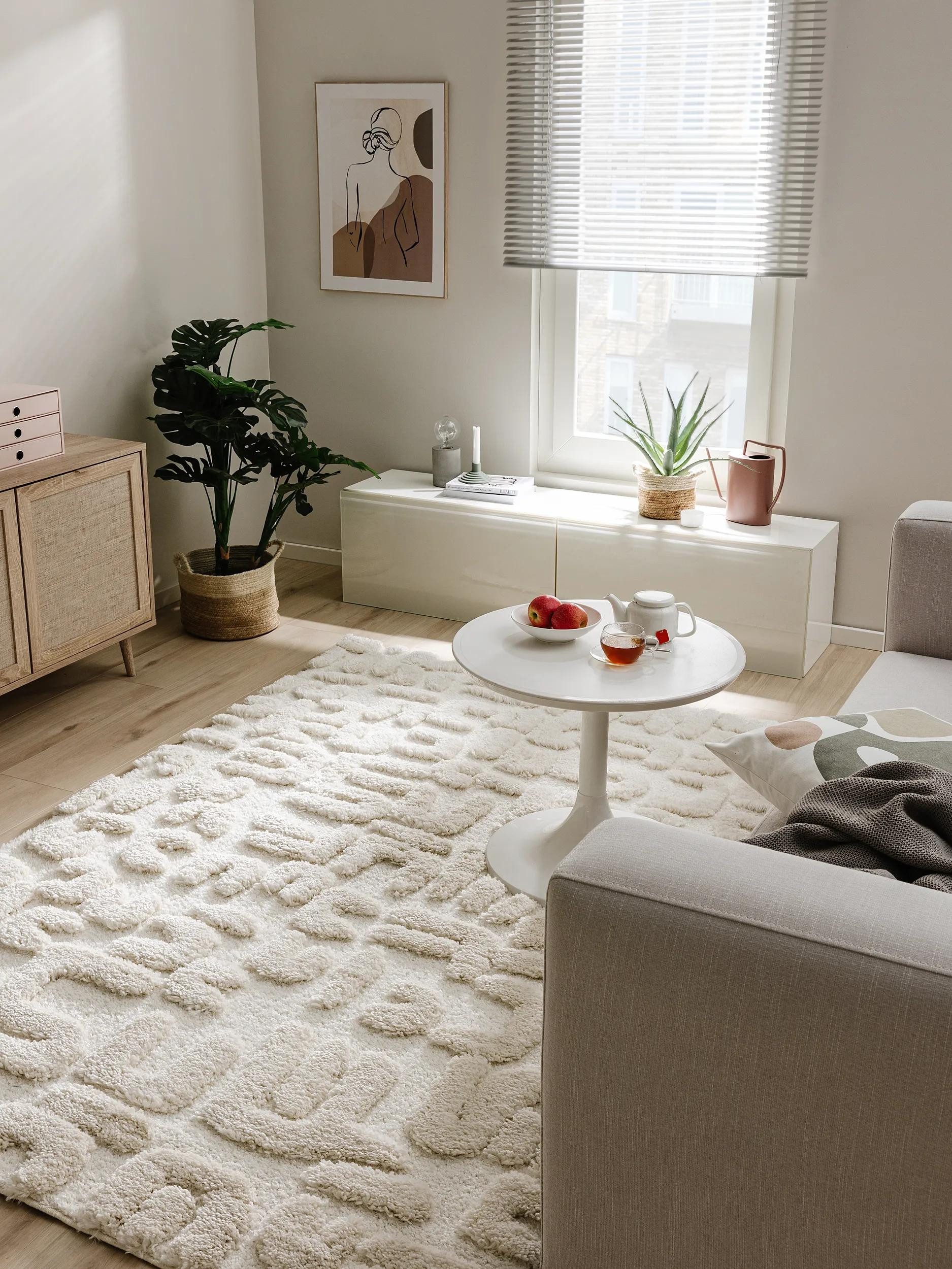 benuta Hochflor-Teppich Tibo, rechteckig, Höhe: 31 mm, Teppich Wohnzimmer, Schlafzimmer, Esszimmer, Flur, Kunstfaser, Cozy