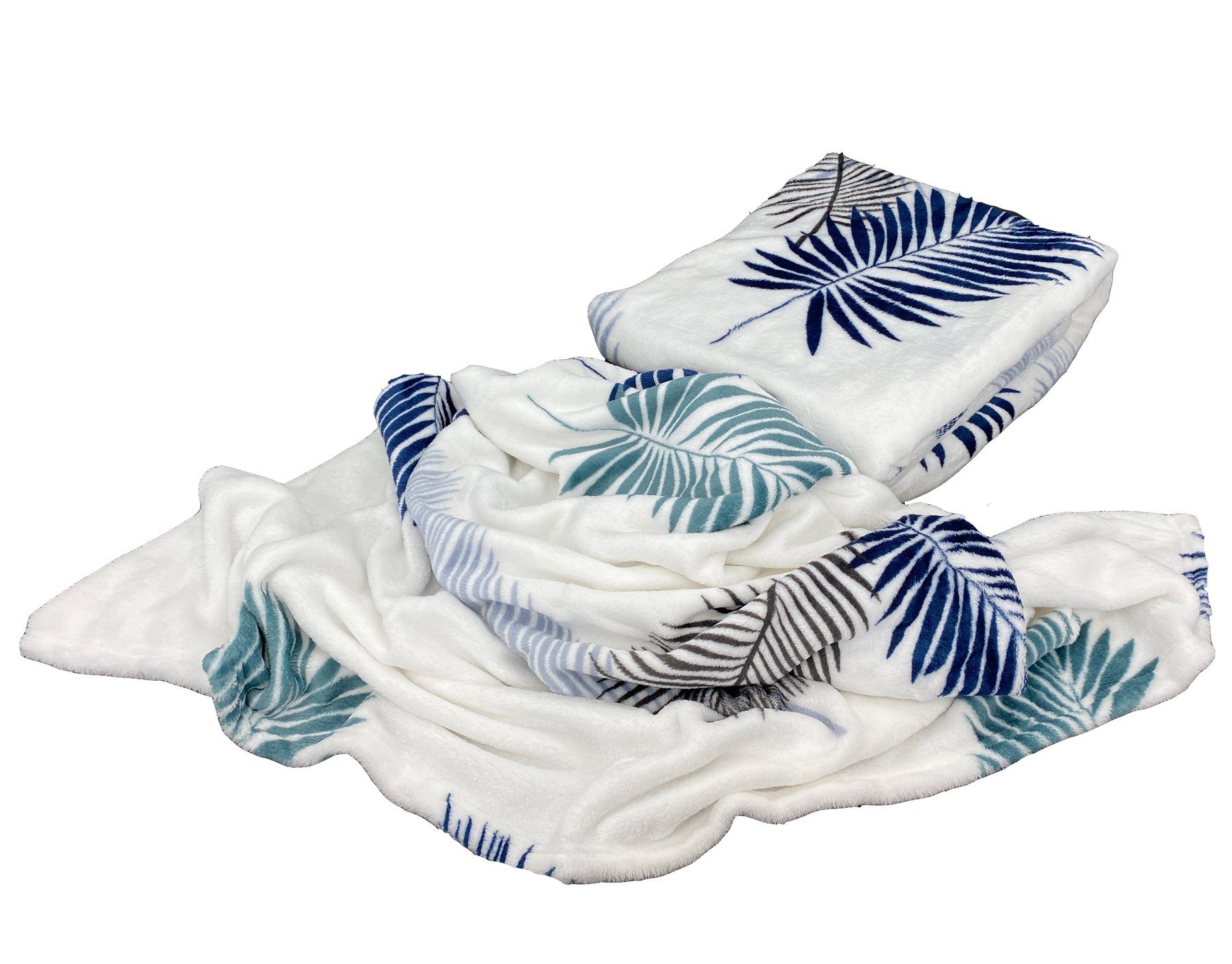 Wohndecke Kuscheldecke Palmblätter Soft Flanell Sofadecke, günstig online kaufen