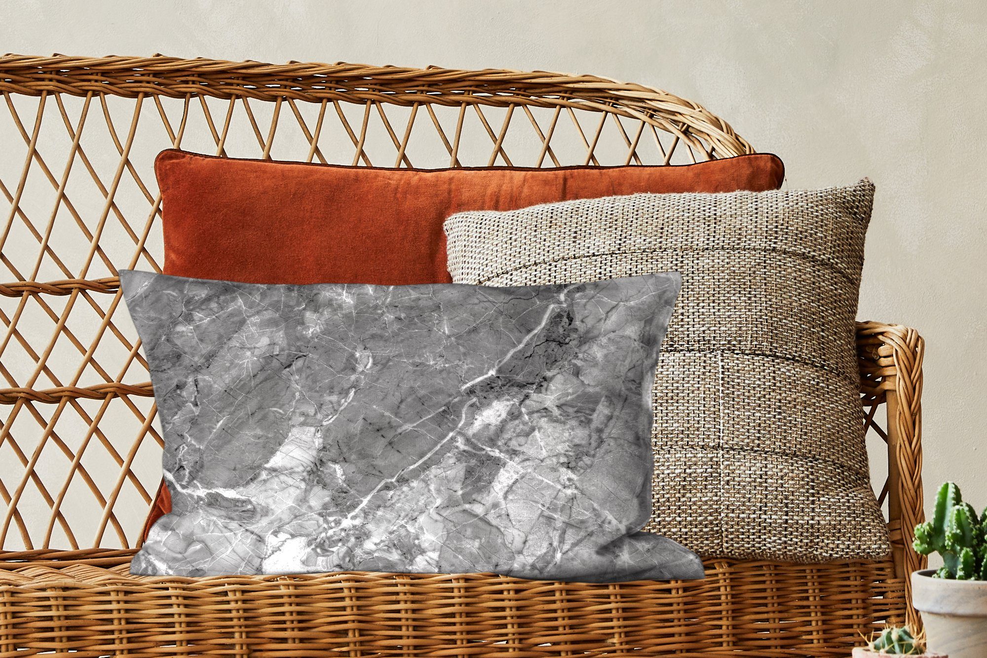 Granit Grau Füllung, MuchoWow mit Wohzimmer Zierkissen, Dekokissen Weiß, Dekoration, Schlafzimmer - Dekokissen Kristall - -
