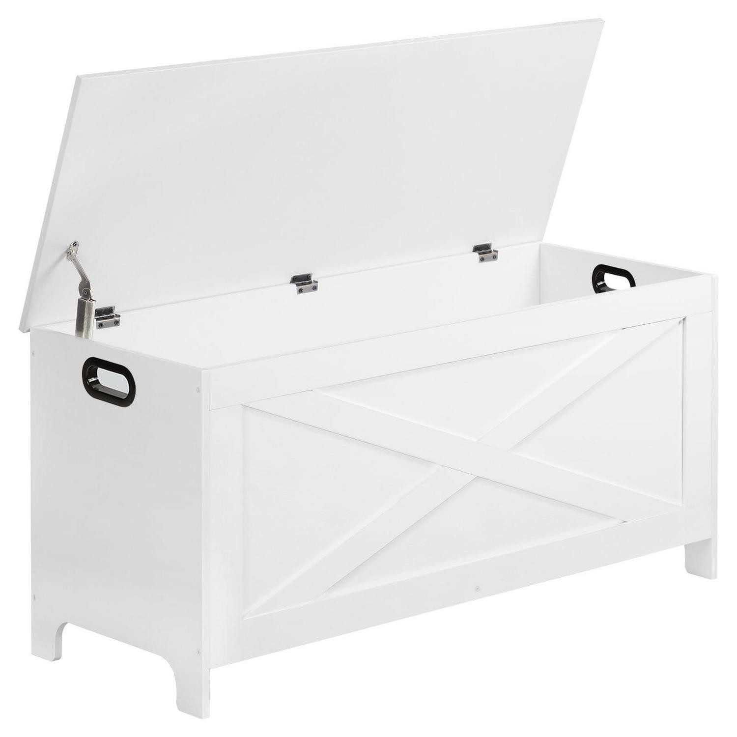 LuxusKollektion Sitztruhe Truhe Sitzbank Stauraum 100x40x48cm Weiss (1-St)