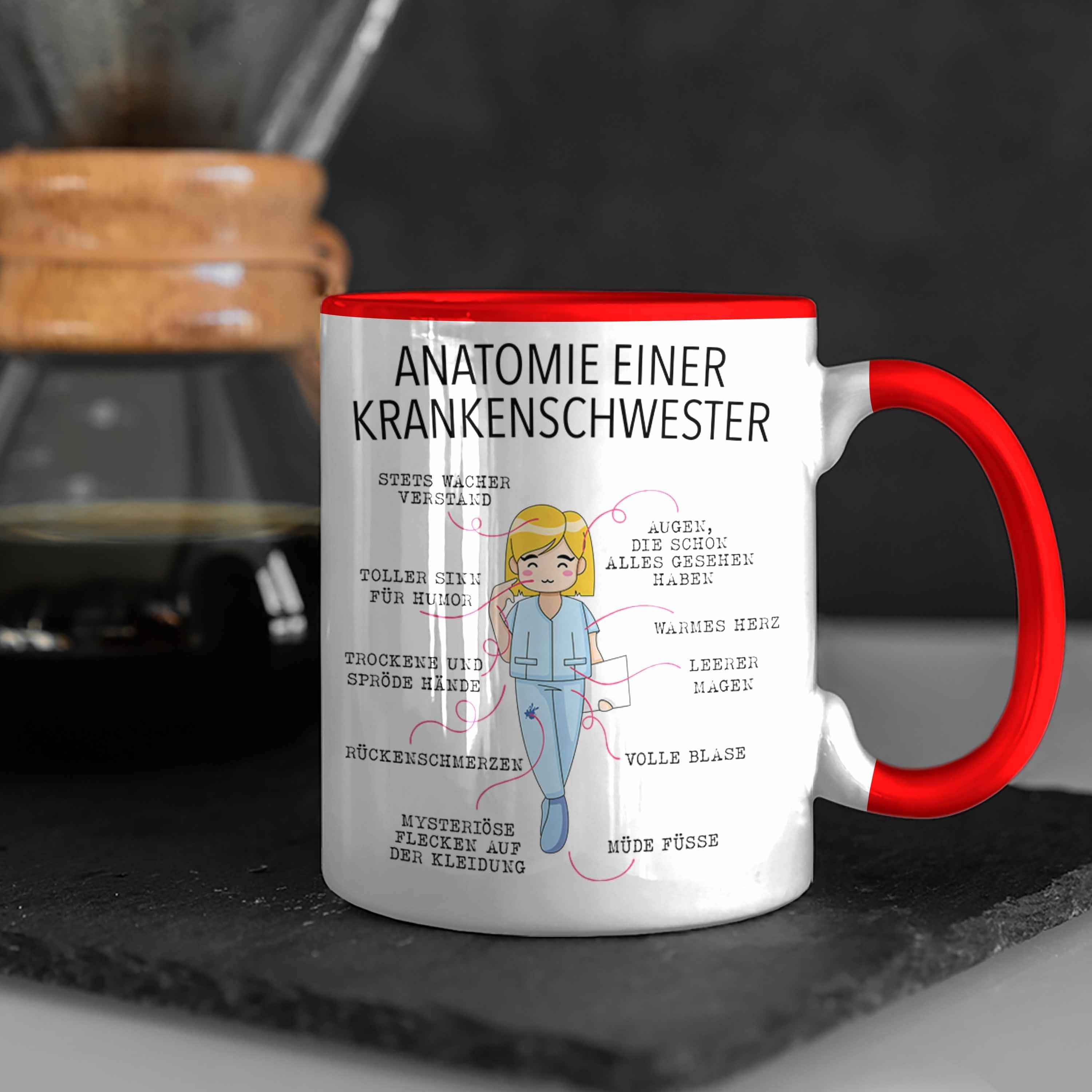 Krankenschwester Beste Tasse Geschenk Anatomie Krankenschwester Rot Ausbildung Lustige Geschenkidee Trendation - Tasse Trendation Krankenhaus