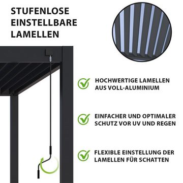 Weide Pergola Deluxe Plus Wand Voll-Alu Pavillon 4 x 6 M Wand Pergola