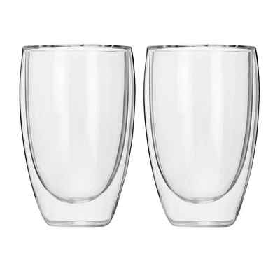 B&S Latte-Macchiato-Glas Thermogläser doppelwandig 2 x 480ml Cappucino Tasse Borosilikatglas, Borosilikatglas, Doppelwandig,Für Heißgetränke geeignet
