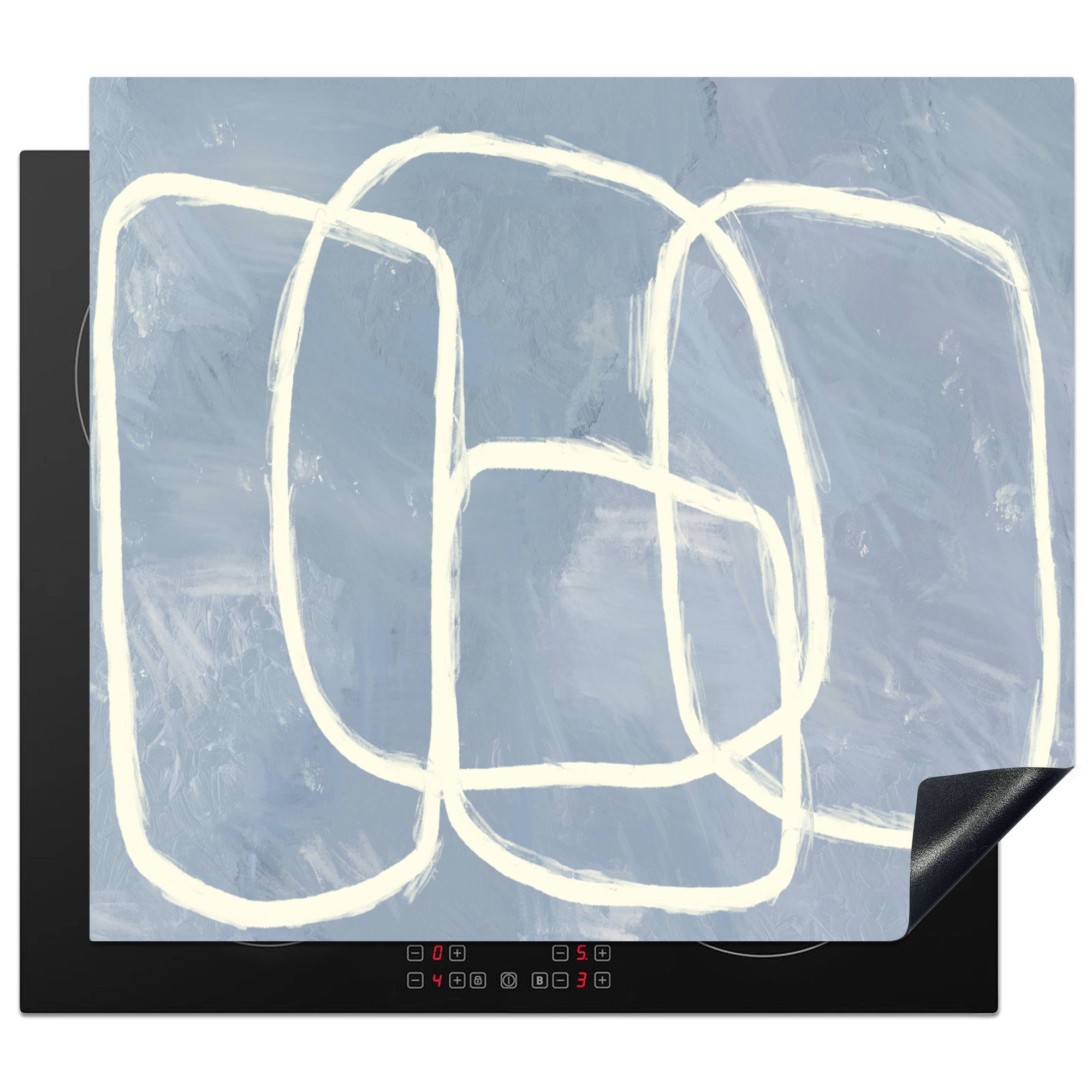 MuchoWow Herdblende-/Abdeckplatte Abstrakt - Blau - Kunst, Vinyl, (1 tlg), 60x52 cm, Mobile Arbeitsfläche nutzbar, Ceranfeldabdeckung