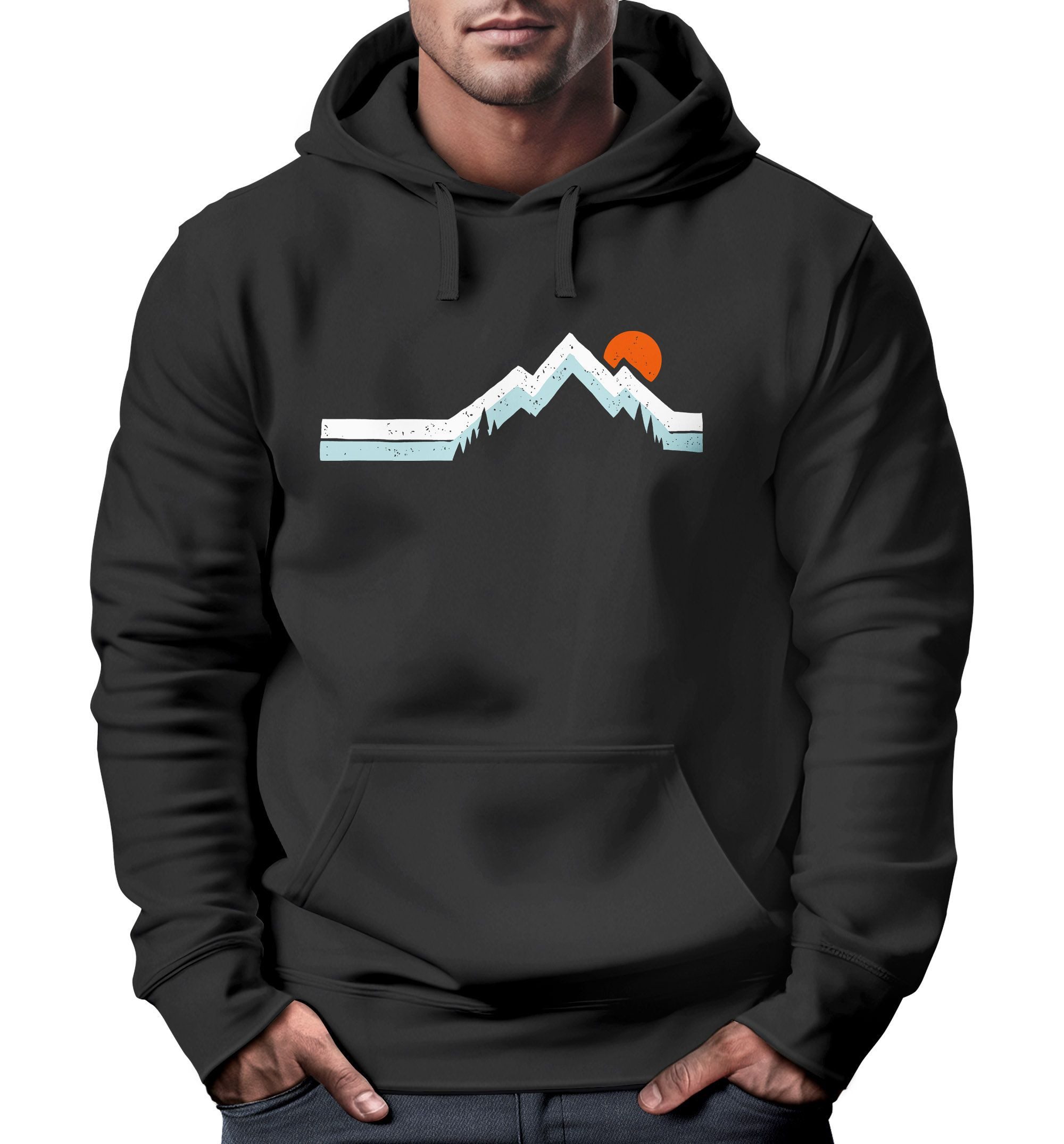 Neverless Hoodie Hoodie Herren Berg Wandern Natur Outdoor Aufdruck Print Fashion