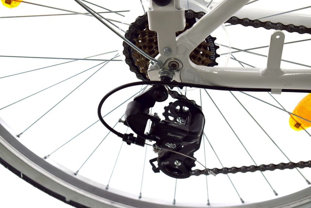 T&Y Trade Cityrad 28 Zoll Alu Damen Herren City Trekking Fahrrad Rad Bike STVO AFA Weiß, 21 Gang Shimano, Kettenschaltung, Alu, Federgabel, 21 Gang, Licht, Korb