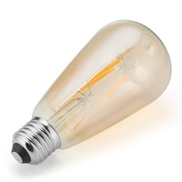 WILGOON Flutlichtstrahler E27 Edison Vintage LED Lampe Filament Nostalgie Glühbirne Retro Bulbs, LED fest integriert, Warmweiß, Edison Vintage Glühbirne, ST64 G125 Antike Bulb, Amber Retro-Licht