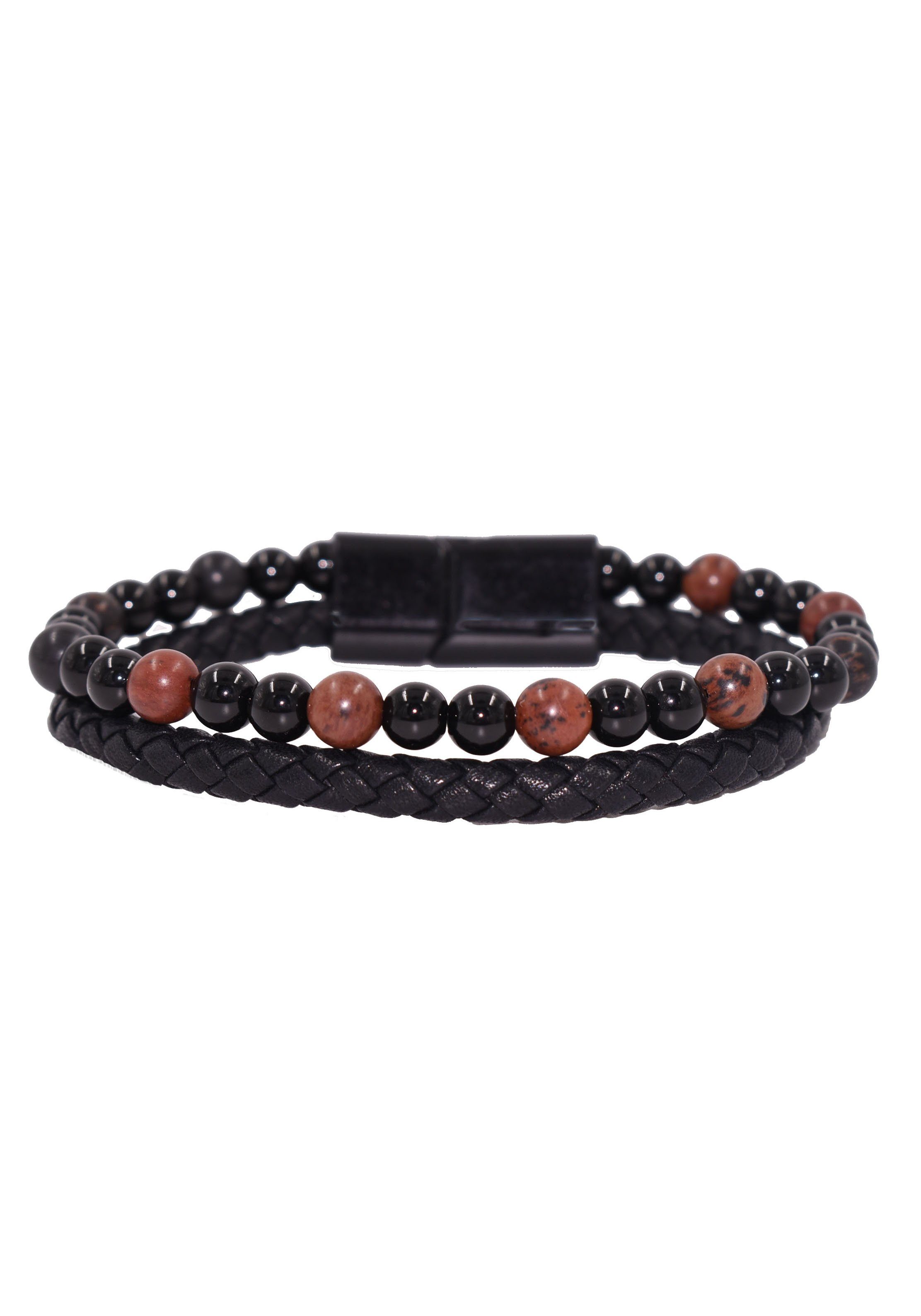 Firetti Lederarmband Schmuck Geschenk Armschmuck Edelsteinarmband Onyx, zu Hoodie, Shirt, Jeans, Sneaker! Anlass Geburtstag Weihnachten | Edelstahlarmbänder