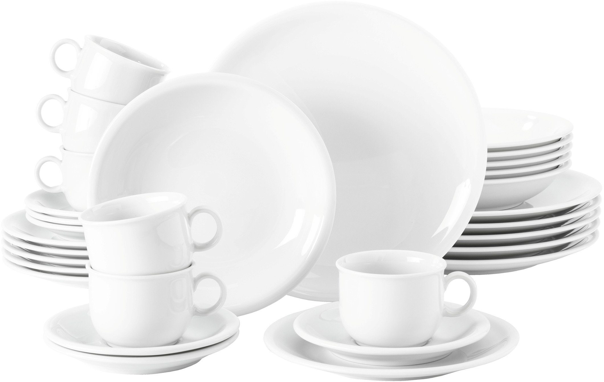 Seltmann Weiden Kombiservice Geschirr-Set, Service Compact (30-tlg), 6 Personen, Porzellan, Geschirr-Set, Teller, Tassen, Untertassen, 30 …