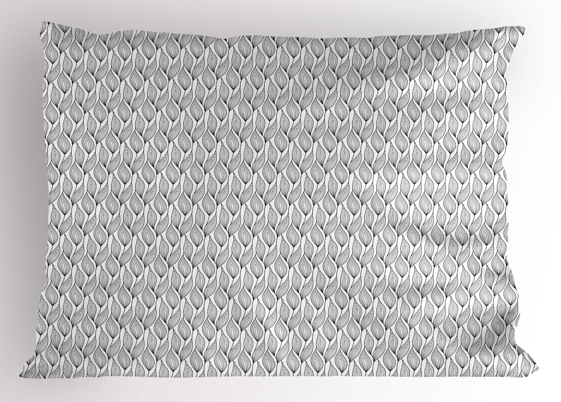 Stück), Size Dekorativer Blatt Blätter Standard Kissenbezug, Kissenbezüge Zweige King Symmetrische Abakuhaus (1 Gedruckter Wellenförmige