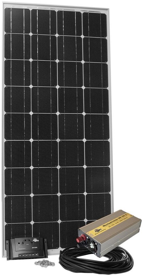 Sunset Solarmodul Stromset AS 180, 180 Watt, 230 V, 180 W, Monokristallin,  (Set), für Gartenhaus oder Reisemobil, auch zum Laden von E-Bikes geeignet