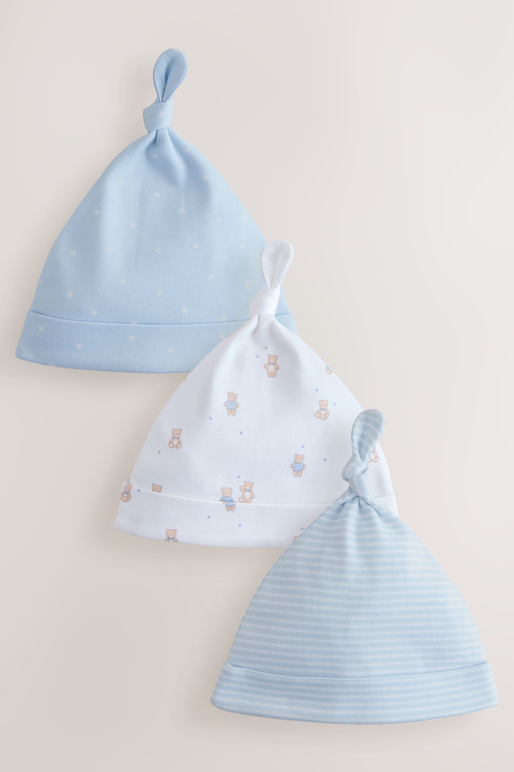 Next Erstlingsmütze Oben geknotete Baby-Mütze, 3er-Pack (3-St)