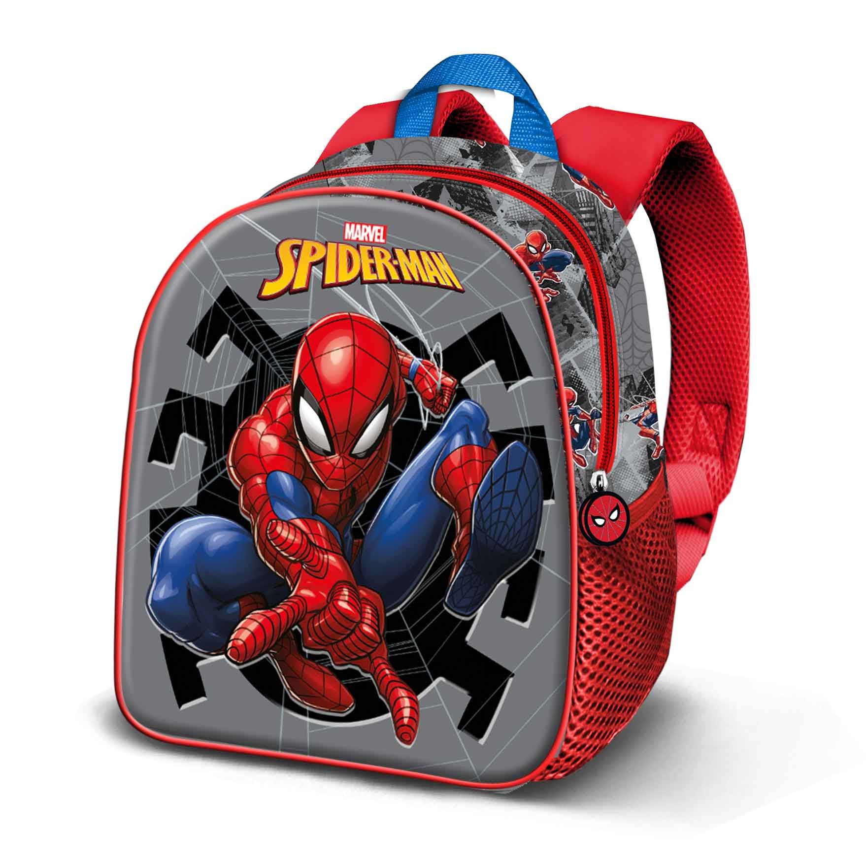 Karactermania Kinderrucksack Marvel Spiderman kleiner Rucksack Kindertasche Kindergartenrucksack, Integriertes Namensschild, 3D Optik