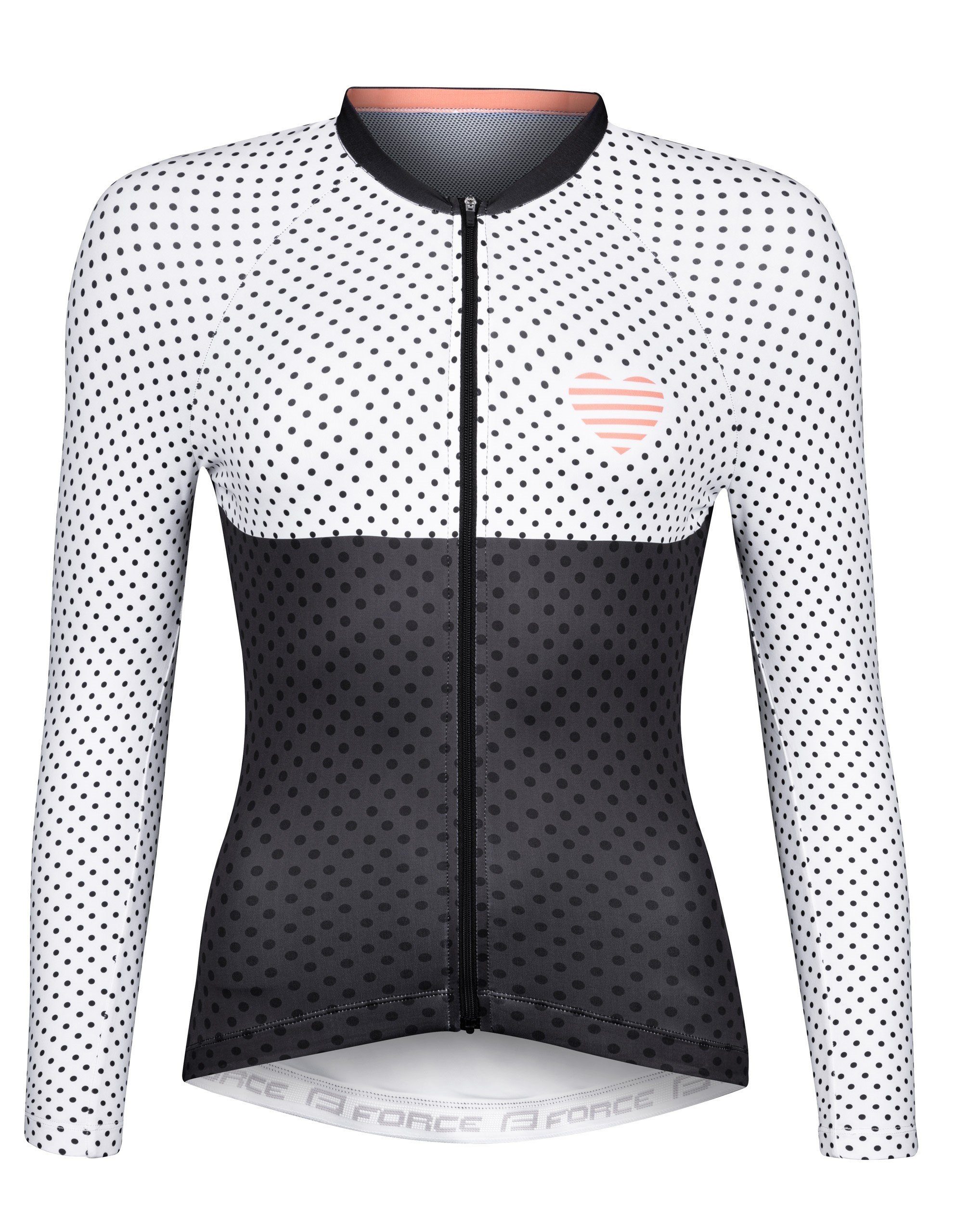 Radtrikot FORCE Jersey POINTS Lady langarm schwarz-weiss %%% *