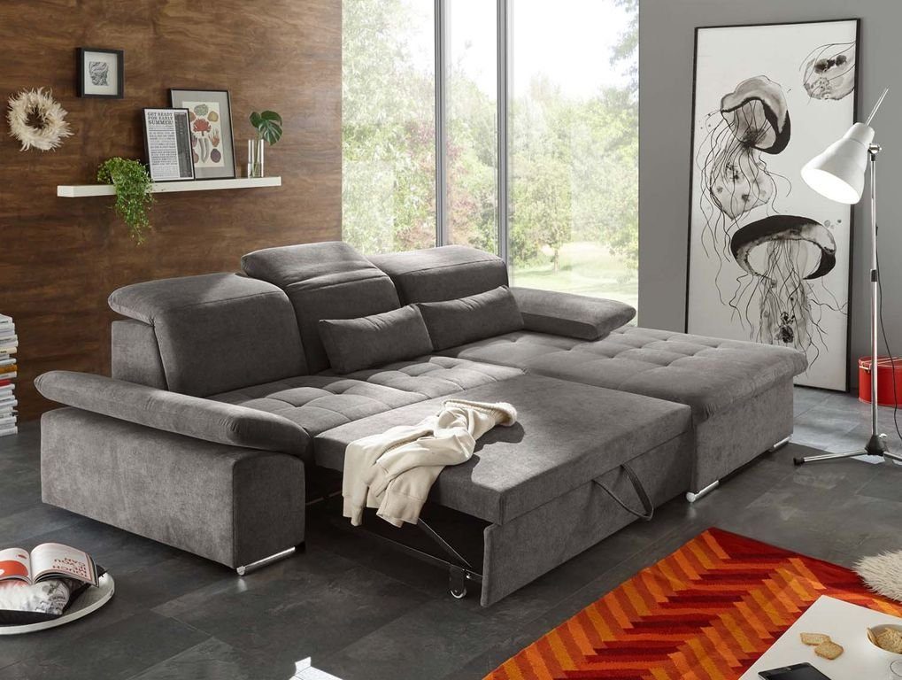 ED EXCITING DESIGN Ecksofa, Wayne Eckcouch cm Couch (Braun-Grau) Ecksofa Sofa 276x188 Stone