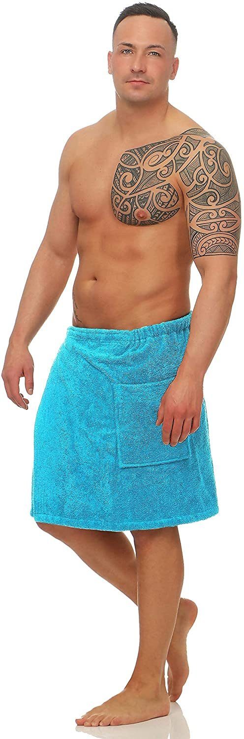 Türkis 136 Frottee Class Knielang Klettverschluss Home Gummizug, HOME Klettverschluss Collection CLASS mit Saunatuch 50 mit Saunakilt, Sauna Baumwolle, Sarong cm, und Saunatuch COLLECTION 100% x Herren