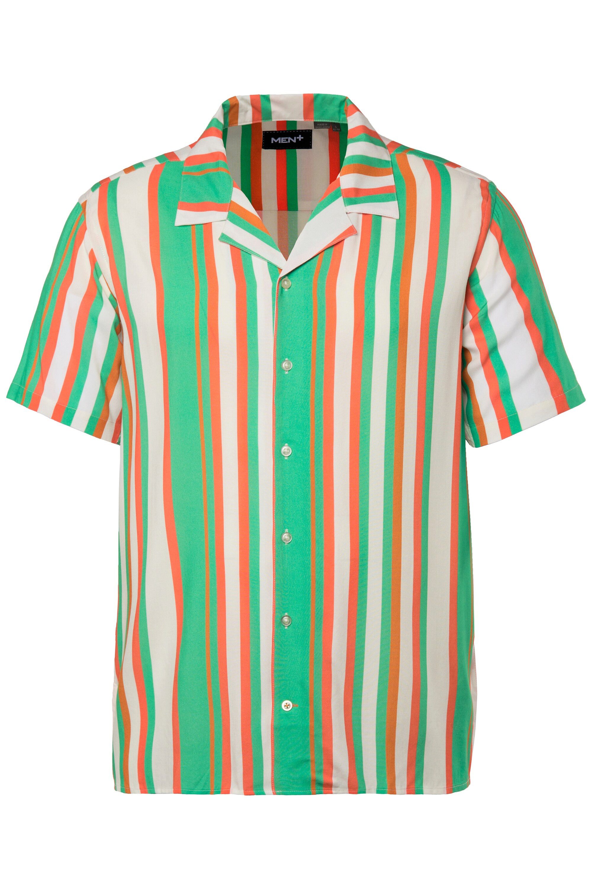 Men Plus Kurzarmhemd Streifenhemd Halbarm Cuba-Kragen