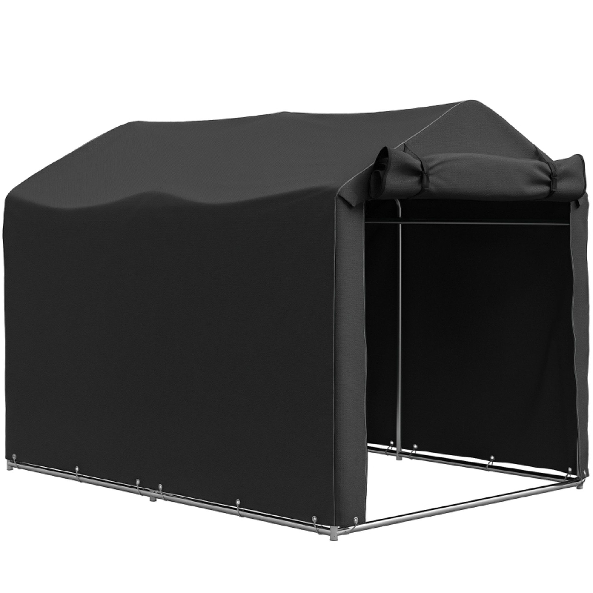 MC Star Einzelcarport Garagenzelt, wasserdicht Zeltgarage mit Tür, UV-beständig, (220 x 157 x 165 cm Schwarz)