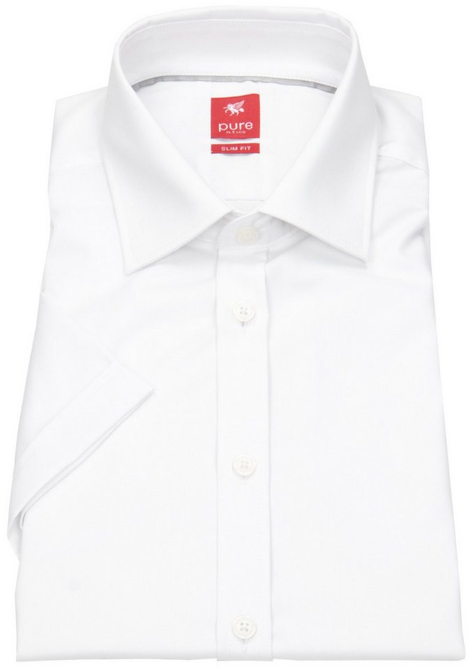 Pure Kurzarmhemd Slim Fit stark tailliert bügelfrei Kentkragen